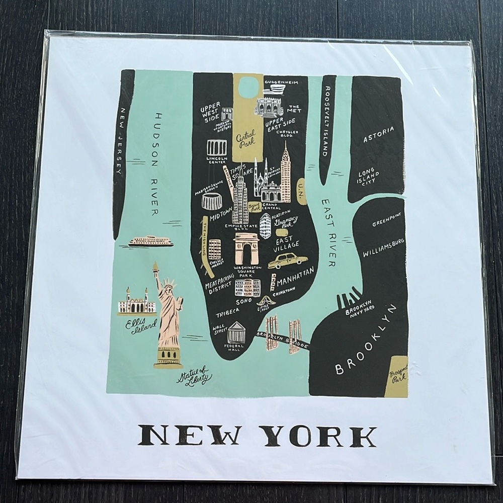 New York print wall decor.